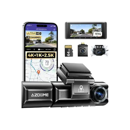 أزدوم - داش كام سيارة تصوير 3 قنوات 4K بزوايا 150 درجة M550 MAX - أسود