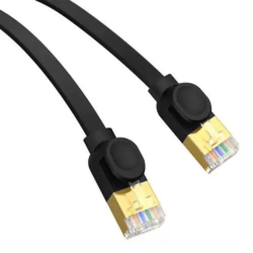 كيبل بيسوس  إيثرنت عالي السرعة Cat7 10 جيجا بايت كيبل مسطح 5 متر - اسود
