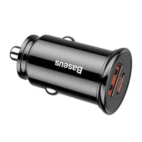 شاحن سيارة بيسوس منفذين USB-A و USB-C بقوة 30 واط