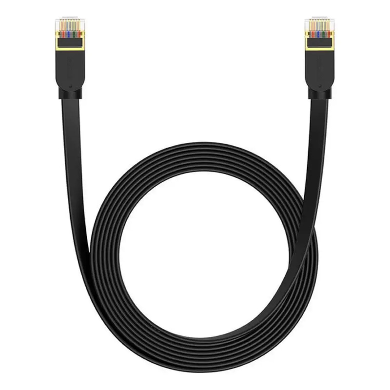 كيبل بيسوس &nbsp;إيثرنت عالي السرعة Cat7 10 جيجا بايت كيبل مسطح 5 متر - اسود