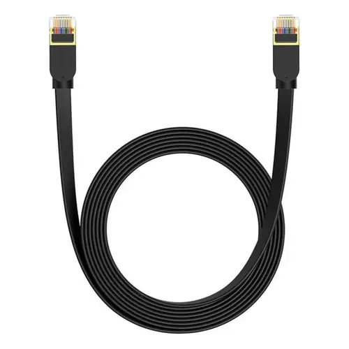 كيبل بيسوس  إيثرنت عالي السرعة Cat7 10 جيجا بايت كيبل مسطح 5 متر - اسود