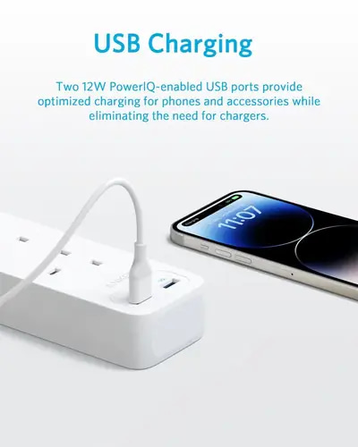 توصيلة انكر 4 منافذ طاقة مع منفذين USB-A