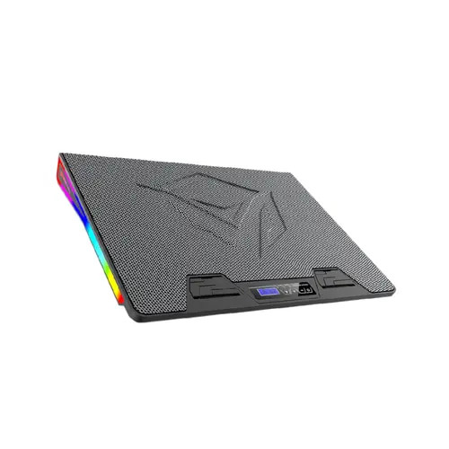 ميشن – قاعدة تبريد لابتوب قيمنج بمروحة كبيرة وزوايا متعددة و إضاءة MT-CP5050 - RGB - اسود