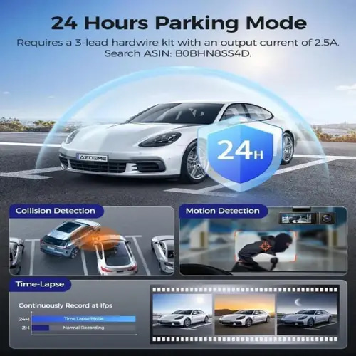 أزدوم - داش كام سيارة تصوير 3 قنوات 4K بزوايا 150 درجة M550 MAX - أسود