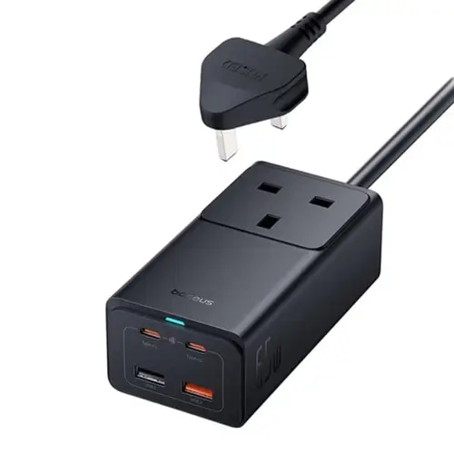 بيسوس توصيله بقدرة 65 واط -منفذين USB ومنفذين تايب سي