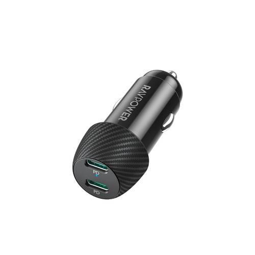 شاحن سيارة راف باور بايونير 50 واط بمنفذين USB-C - اسود