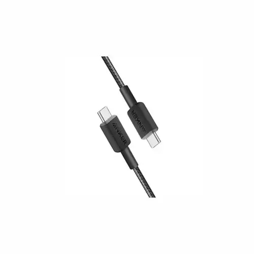 أنكر - كابل شحن مضفر من USB-C إلى USB-C بطول 6 أقدام ويدعم 240 واط - أسود