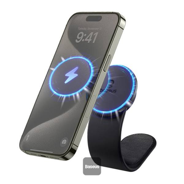 حامل سيارة Baseus C02 Pro مغناطيسي مع شاحن لاسلكي 15 واط