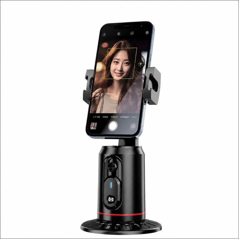 حامل جوال ذكي متحرك 360° بتقنية تتبع الوجه AI مع ريموت بلوتوث وإضاءة RGB – TENPLUS T3529