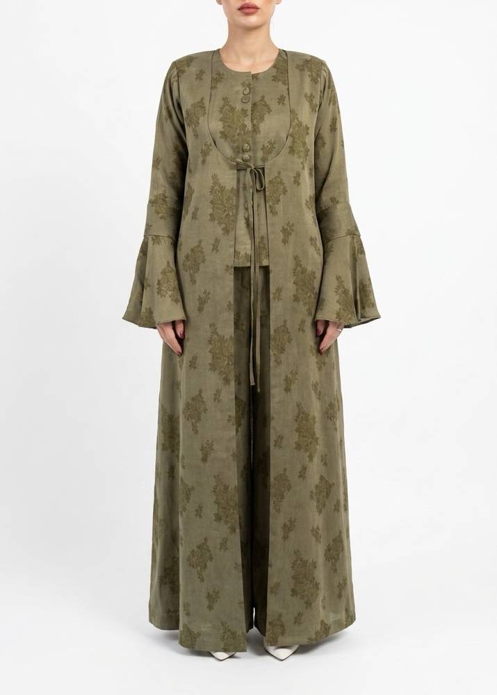 BAHIAH FLORAL SILK - APPLE GREEN
