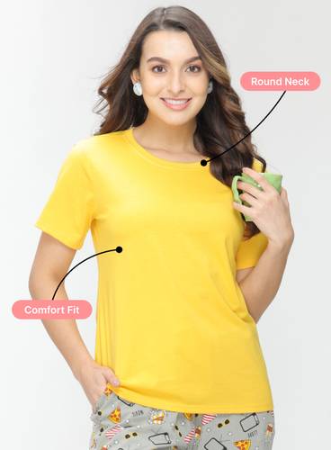 LEMON YELLOW ROUND NECK  T-SHIRT