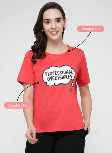 PROFESSIONAL OVER THINKER  PRINTED ROUND NECK T-SHIRT