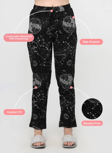 BLACK GALAXY PRINTED PYJAMA PANTS