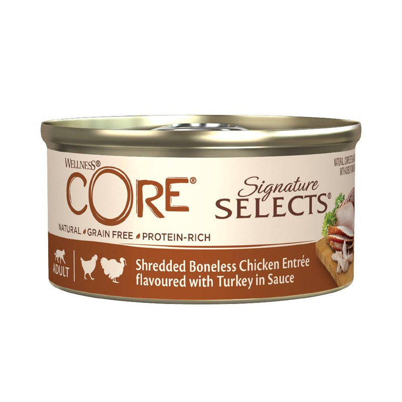 Wellness CORE Signature Selects Wet Food For Adult Cats Shredded Boneless Chicken with Turkey in Sauce 79g