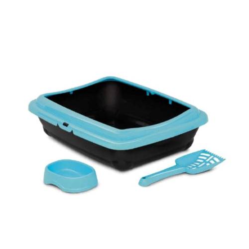 MP Bergamo Litterbox Birba, With a Scoop and a Bowl, Light blue