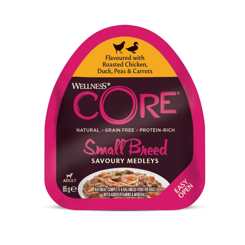 Wellness Core Wet Food for Small Breed Dogs with Chicken Duck and Peas Carrots 85g