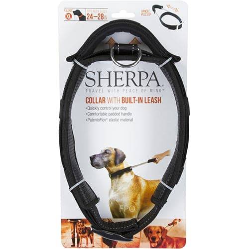Sherpa collar with a leash for dogs, black, X large