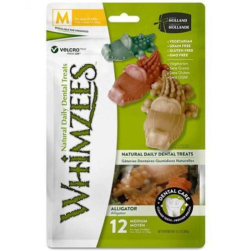 Whimzees Dog Treats, Shape of a crocodile, medium size, 12 pieces