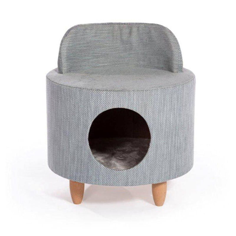 Kitty Power Paws cat bed with a round house in gray color