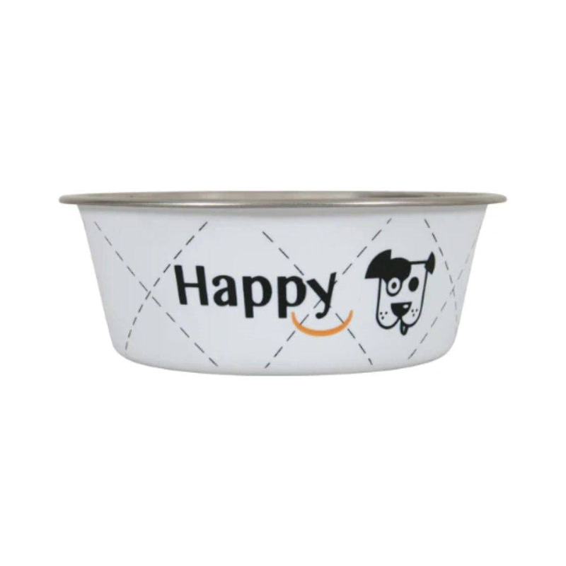 Zolux Happy Stainless Steel Dog Bowl, Non-Slip, White