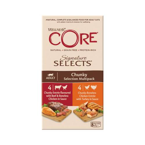 Wellness CORE Signature Selects Wet Food For Adult Cats With Chunky Selection Multipack in Sauce 79*8g