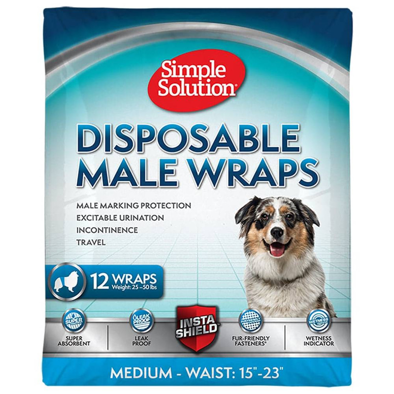 Simple solution male dog wraps, medium size, 12 pieces