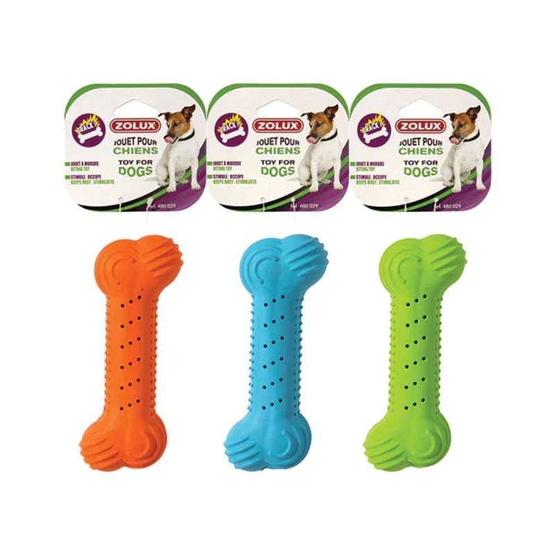 Zolux silicone teether for dogs in the shape of a bone 10 cm, Various Colors