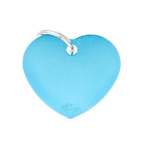 My family Aluminum Necklace, Light Blue Heart, Large