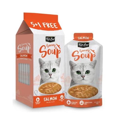 Kit Cat Savoury Soup Salmon for Adult Cats 6x50g