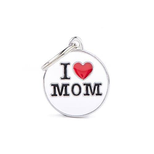 My Family I love mom Necklace, Round, Medium