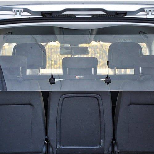 A solid transparent plastic safety barrier inside the car, small size 80 * 34 cm