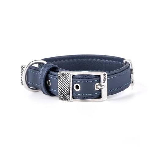 My Family Bilbao Leather Dog Collar Navy Blue 45 x 2.2 cm Medium