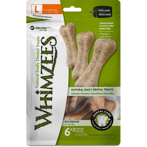 Whimzees Dog Treats, Shape of bones, large size, 9 pieces