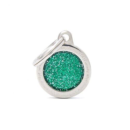 My Family Round Necklace, Shiny Green, Small