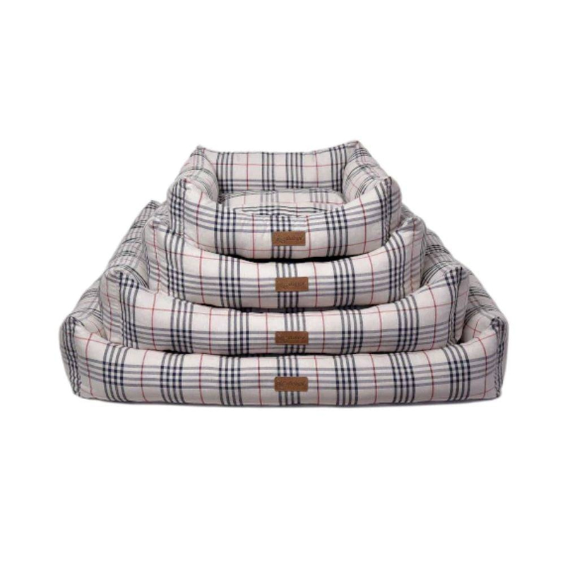 Feline Go Rectangular Check Bed for Cats and Dogs, light gray