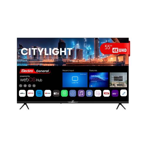 تلفزيون إلكترو جنرال الذكي بدون إطار، 55 بوصة، LED، 4K UHD، بنظام WebOS، لون: أسود، الموديل: TH-55WBS20