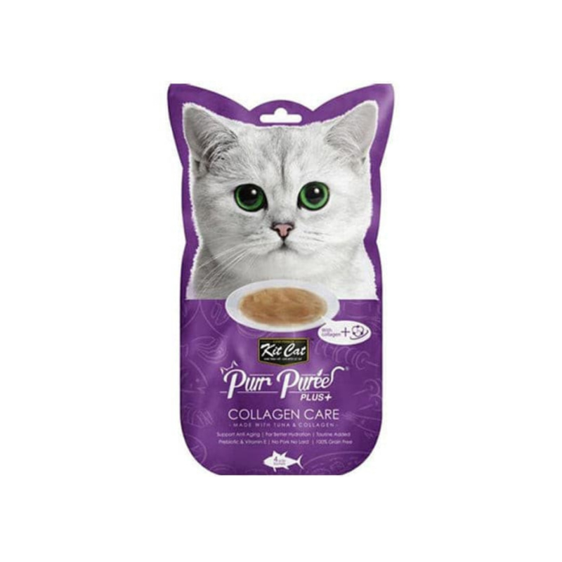 Kit Cat Puree Plus+ Tuna & Collagen Care 4x15g Sachets