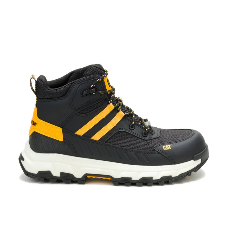 CAT-Booster Vent CT Men’s Lightweight Composite Toe Work Sneaker Boot – Breathable, Slip‑Resistant, Electrical Hazard Protection – Black/Yellow