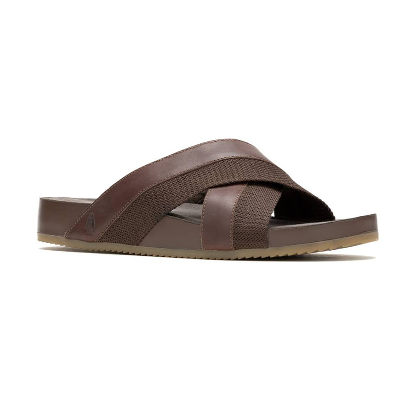 Hush Puppies-Merrit Cross Slide Dark Brown For Men