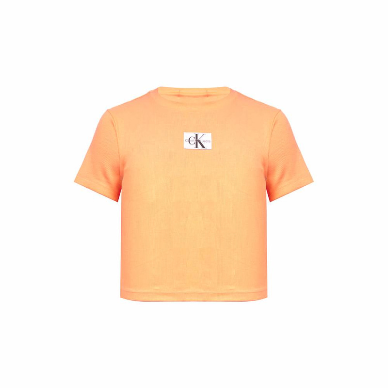 Calvin Klein logo ribbed cropped T-shirt