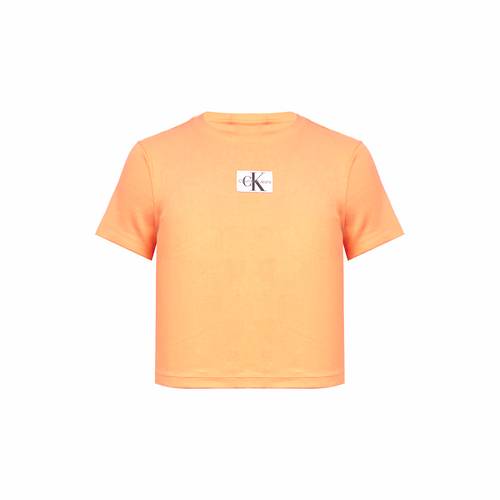 Calvin Klein logo ribbed cropped T-shirt