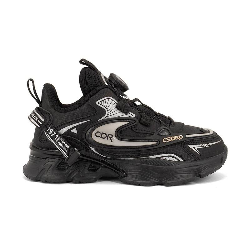 Cedro-Kid's Black Tech Sport Sneaker