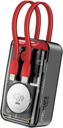 باور بانك شفاف 10000 ملي امبير مع شاحن ابل واتش وكابل ايفون وUSB-C - بروميت Mavrix