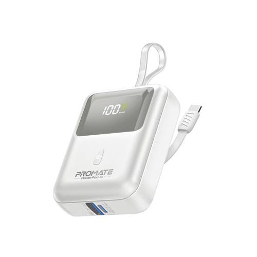 باور بانك بروميت PowerPod 10 بسعة 10000 ملي امبير مع كابل USB-C وشحن سريع 35 واط
