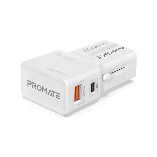 شاحن سفر عالمي TriPlug‑PD20 من بروميت – شحن سريع 20 واط | افضل شاحن للسفر بالسعودية