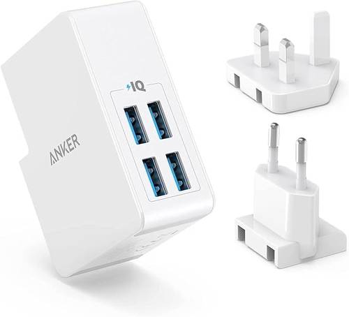 شاحن أنكر 312 بقدرة 24 واط 4 منافذ USB – شحن سريع وآمن - ابيض
