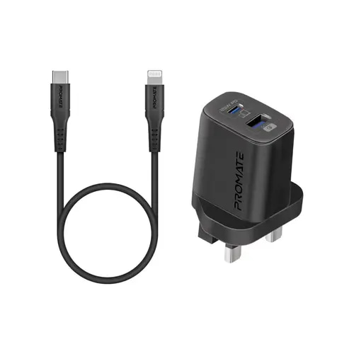شاحن سريع بقوة 25 واط مع كابل متين تايب سي إلى لايتنيق  - ChargeKit-25PDi من Promate