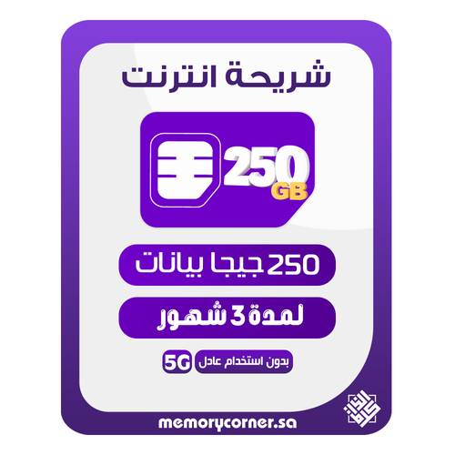 شريحة انترنت 250 قيقا 3 شهور