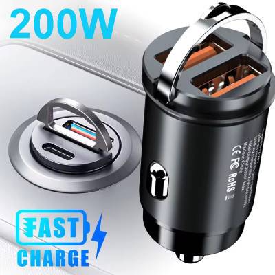 شاحن سيارة سريع 30 واط USB + Type-C بتقنية PD و QC3.0 – شاحن جوال للسيارة للايفون وسامسونج