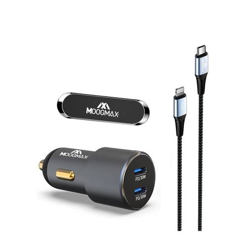 بكج ايفون 3 في 1 من موج ماكس – شاحن سيارة 60W + كابل PD + مغناطيس